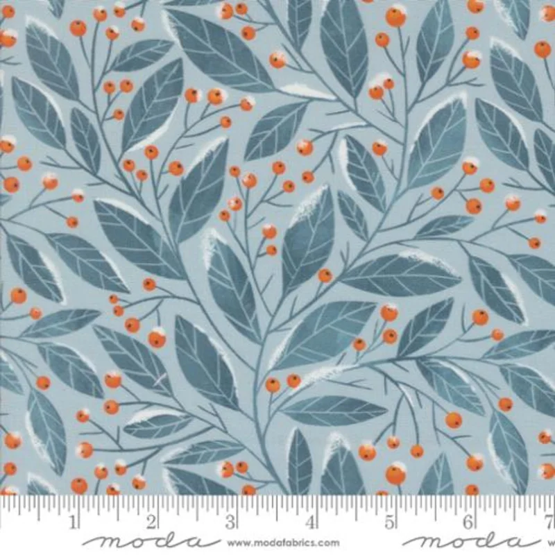 PURRFECT CHRISTMAS: Christmas Greenery-Sky (1/4 Yard)