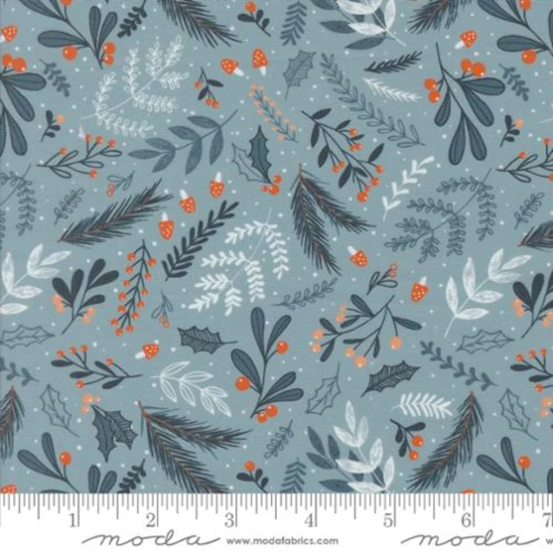 PURRFECT CHRISTMAS: Holly and Pine Florals-Igloo (1/4 Yard)