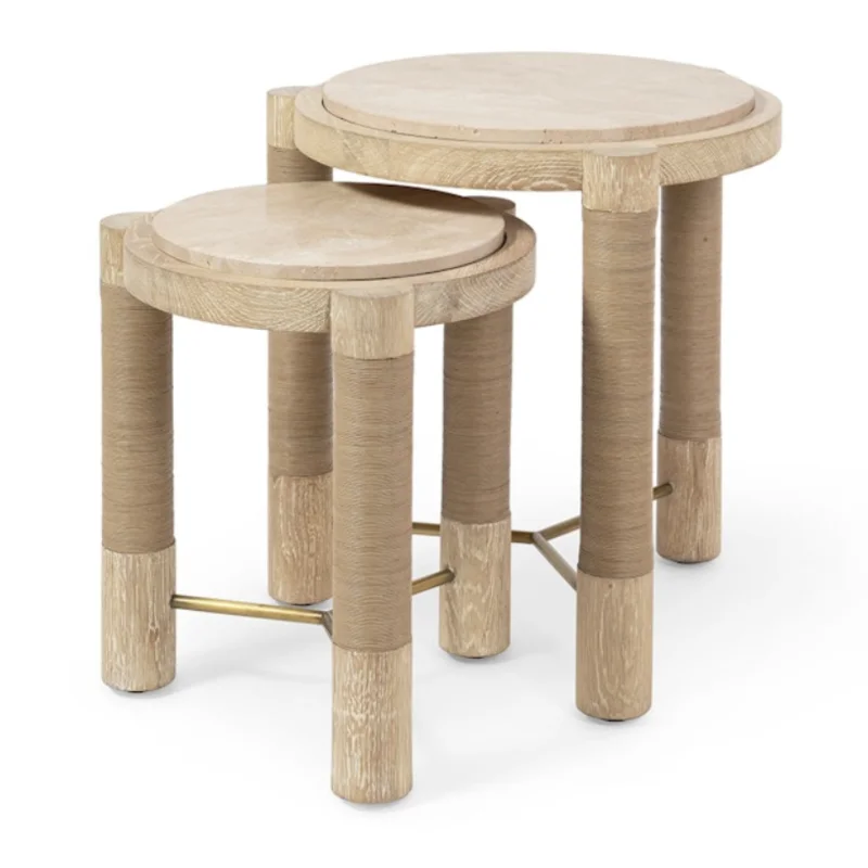 Quentin Side Tables, Travertine/Natural, 2 Sizes each sold separately