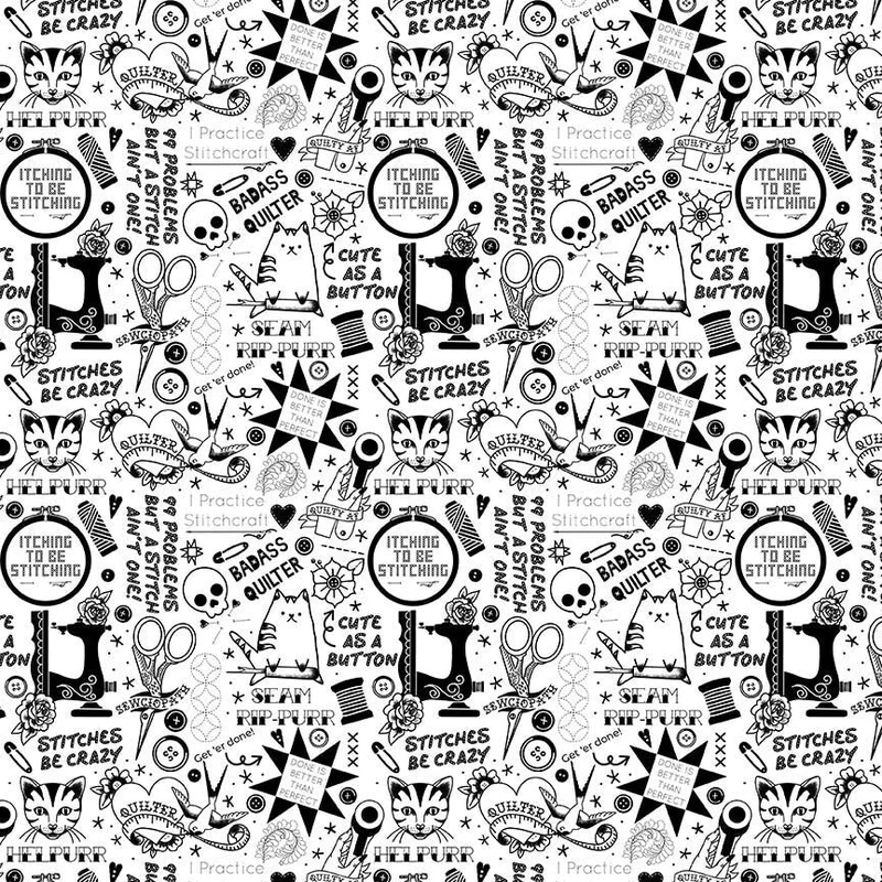 QUILTY HELPURRS: Pardon YMY Puns-White (1/4 Yard)