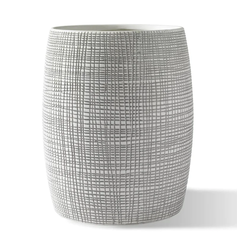 Raffia Waste Basket, Porcelain / Unique
