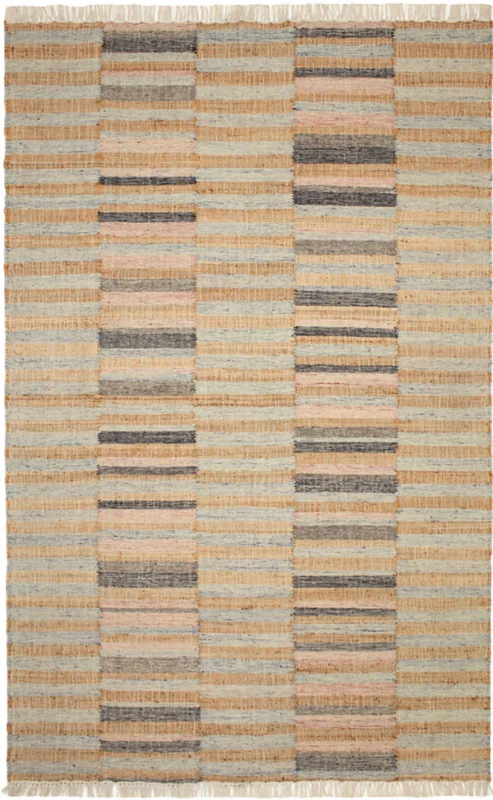 Ravel Stripe Blue Handwoven Wool Rug