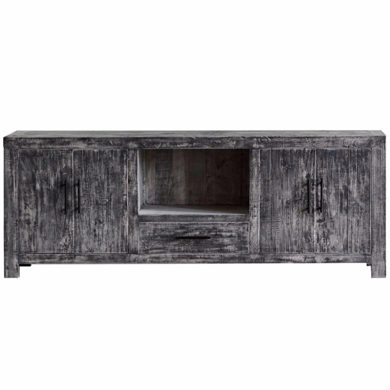 Reclaimed Elm Media Console, Old Grain, 62"L x 18"D x 23"H