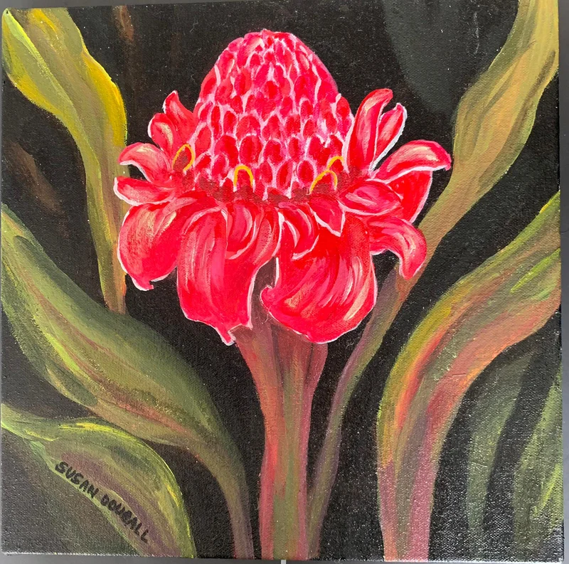 Red Flower, 12.5"L x 12.5"W