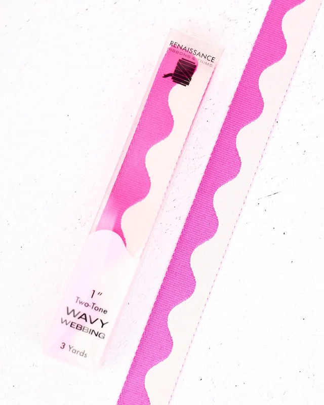 Renaissance Ribbon: 1" Wavy Webbing 3-Yard Pre-Cut-Acid Pink