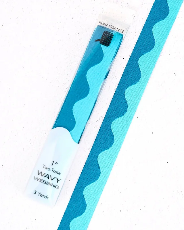 Renaissance Ribbon: 1" Wavy Webbing 3-Yard Pre-Cut-Aquamarine