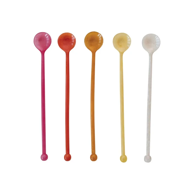Resin Cocktail Spoons, 5 Colours Pink