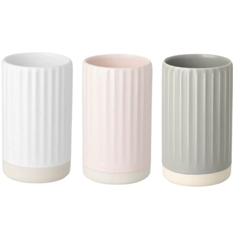 Ribbed Vase, Available in 3 Colours Dove Gray