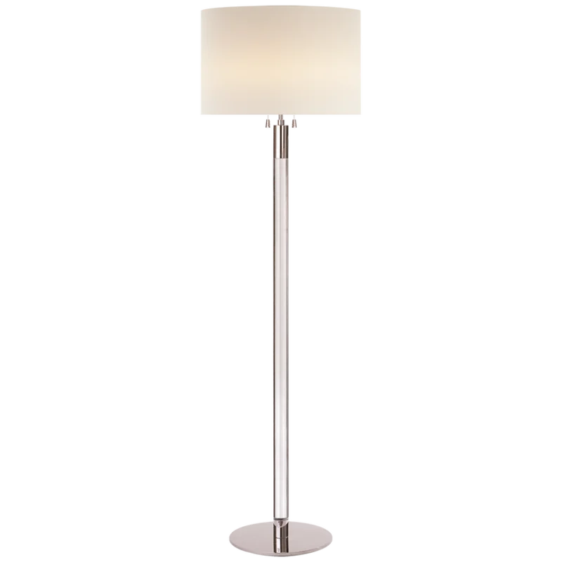 Riga Floor Lamp, Polished Nickel with Clear Glass