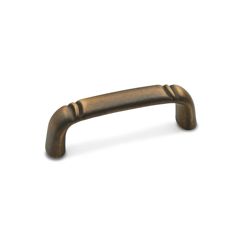 RK International - Bent Rectangle - Smooth 3" Cabinet Pull with Curved Lines @ End