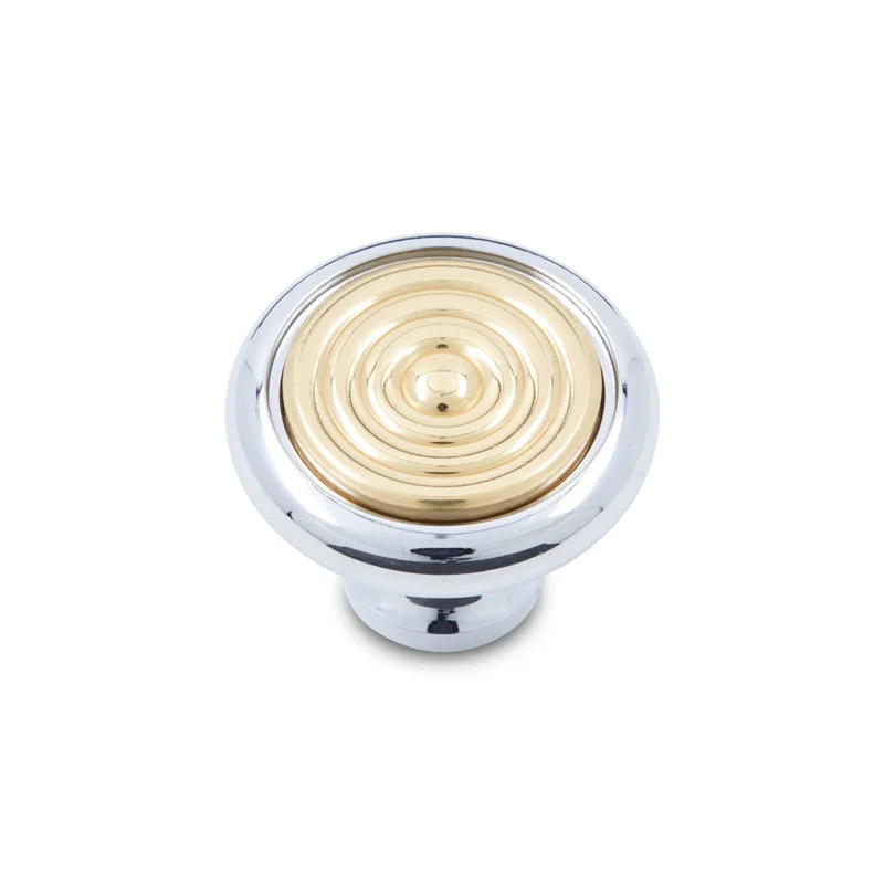 RK International - Two Tone - Cabinet Knob with Riveted Brass Circular Insert