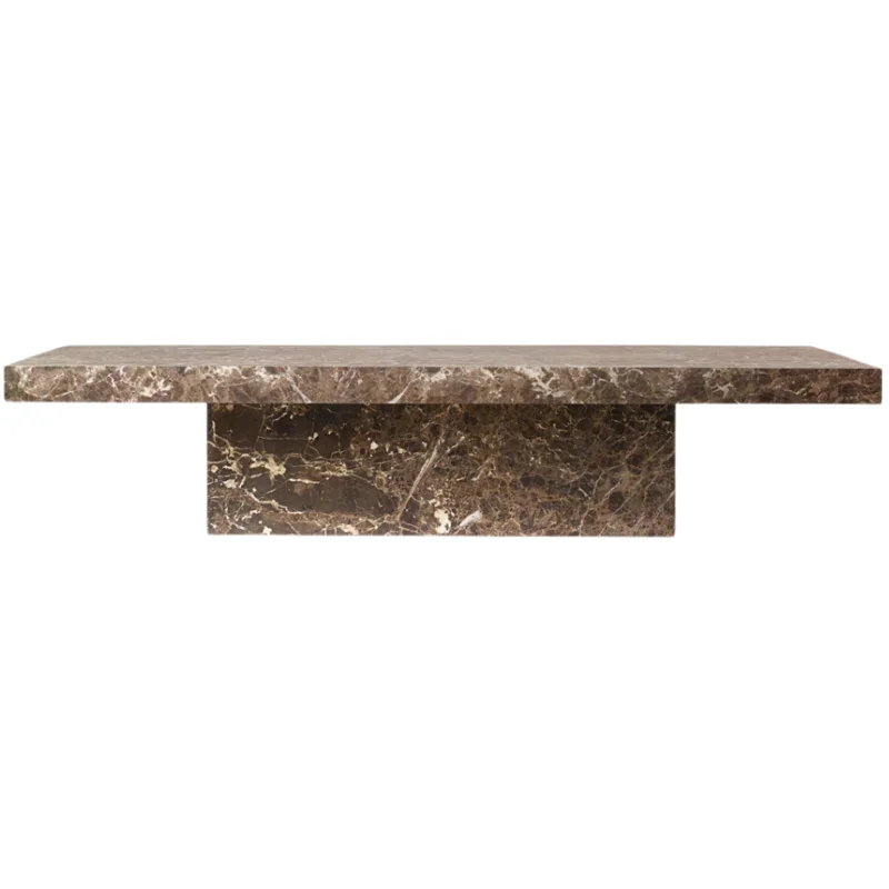 Roman Rectangular Coffee Table, Brown Emperador Marble, 72"W x 36"D x 15"H