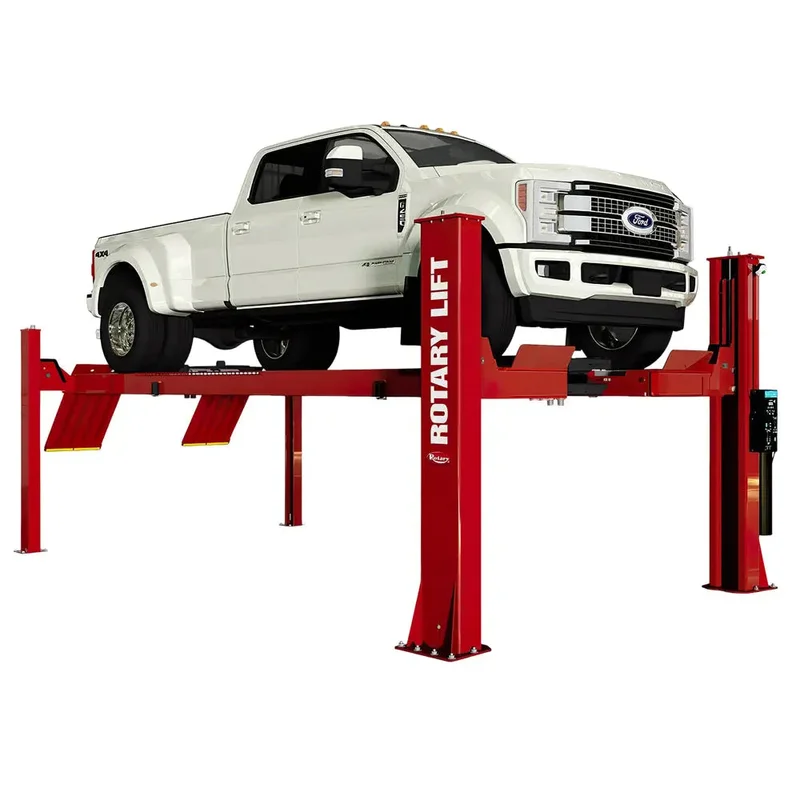 Rotary ARO22L HD 4-Post Alignment Lift, 22K, Open Front, Ext. Runways, 9K / 15K Rolling Jacks Red