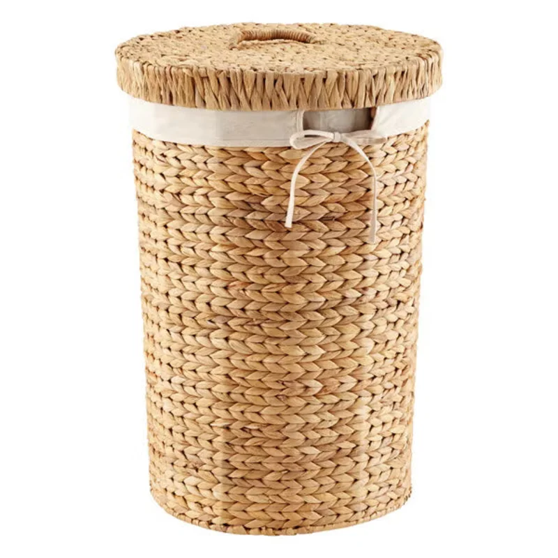 Round Water Hyacinth Hamper, 17.38"Dia