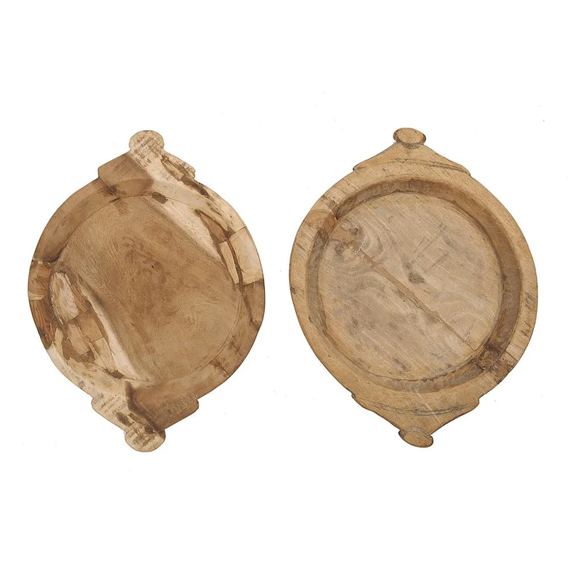 Round Wood Hand-Carved Bowls