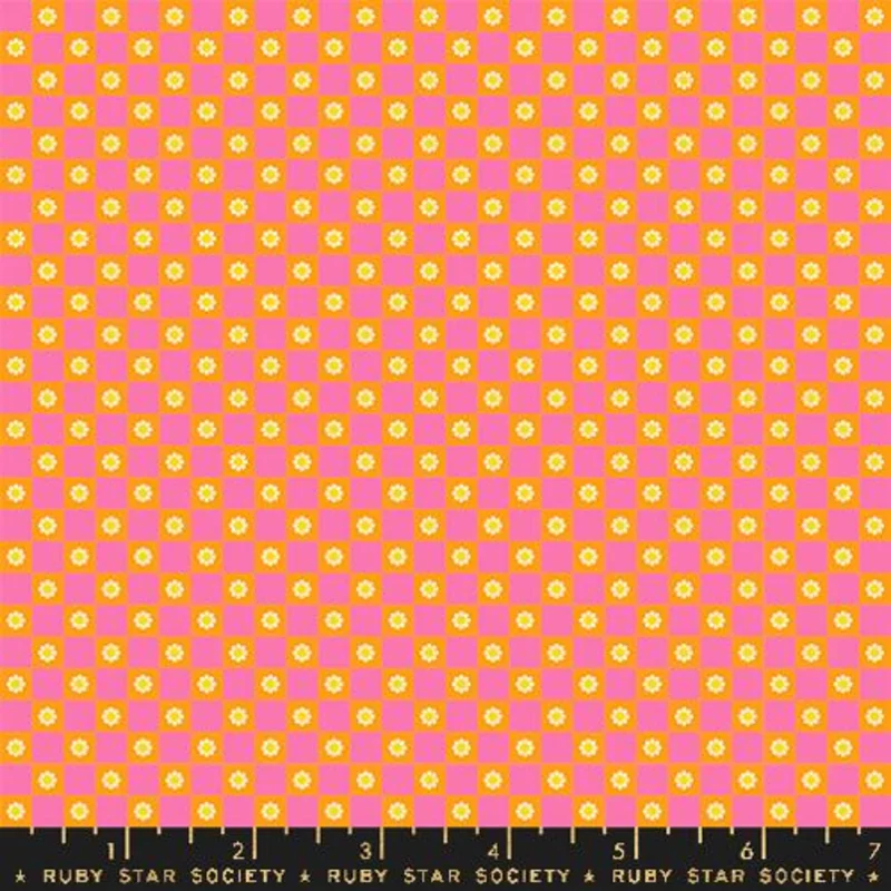 Ruby Star Society ANIMAL ANIMAL: Flower Check-Orange (1/4 Yard)