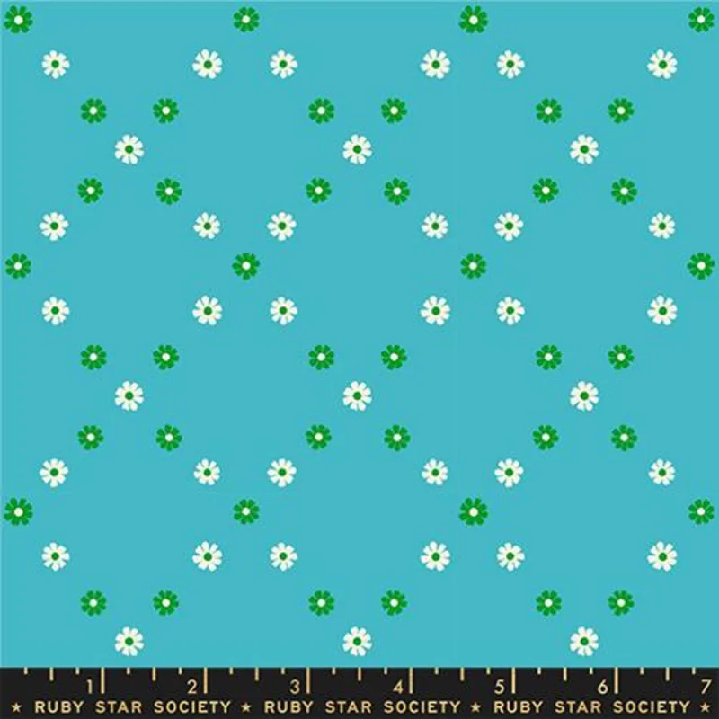 Ruby Star Society BEST DAY EVER: Diamond Flowers-Dark Turquoise (1/4 Yard)