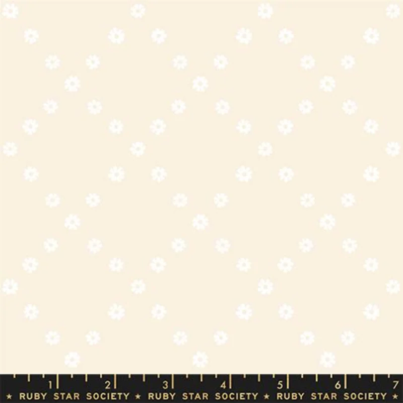 Ruby Star Society BEST DAY EVER: Diamond Flowers-White on Natural (1/4 Yard)