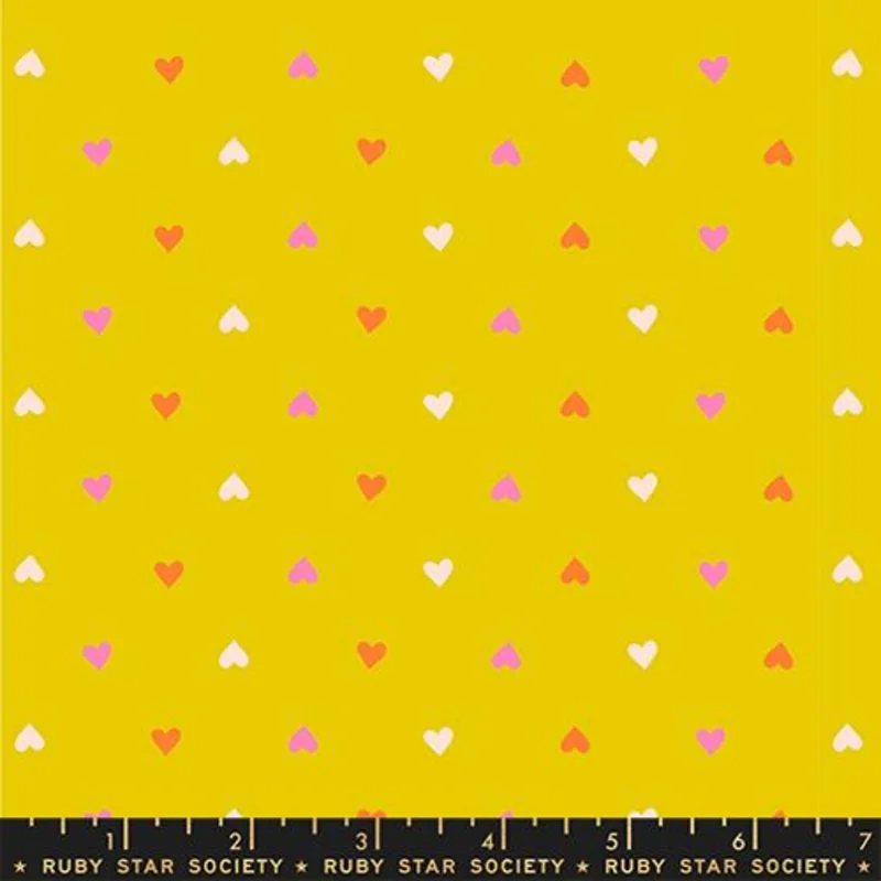 Ruby Star Society BEST DAY EVER: Hearts-Golden Hour (1/4 Yard)