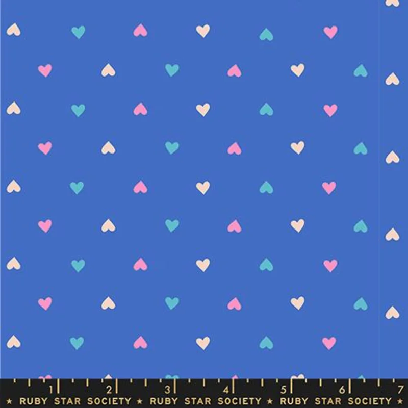 Ruby Star Society BEST DAY EVER: Hearts-Lapis (1/4 Yard)