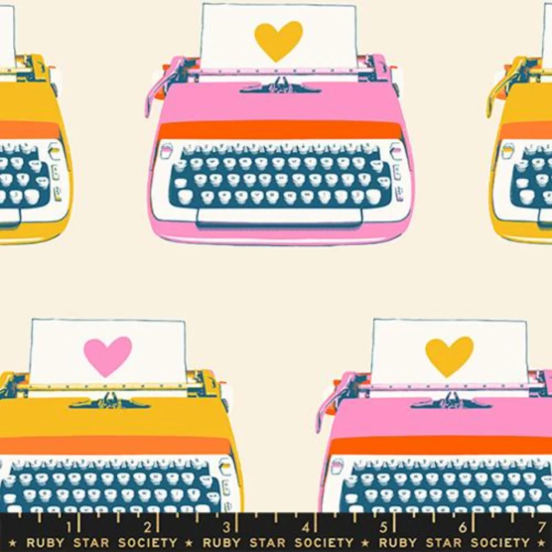 Ruby Star Society BEST DAY EVER: Typewriter-Natural (1/4 Yard)