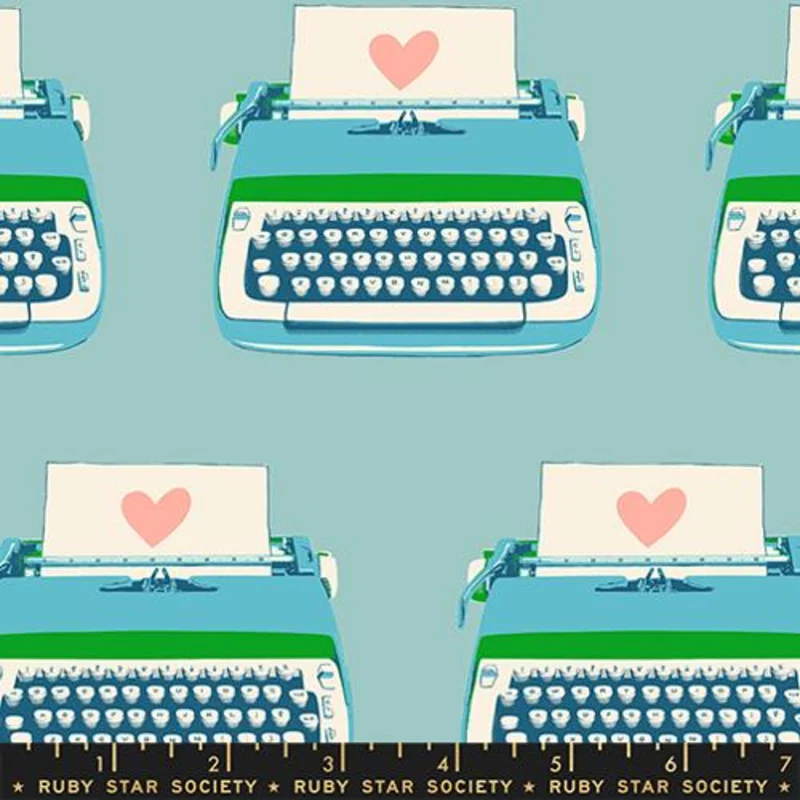 Ruby Star Society BEST DAY EVER: Typewriter-Turquoise (1/4 Yard)