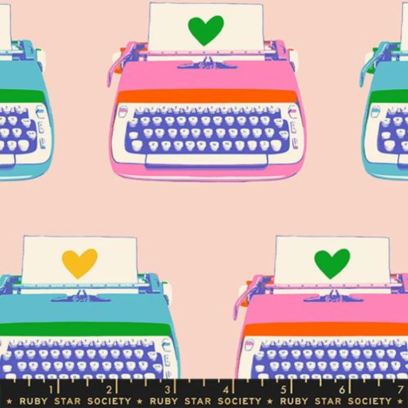 Ruby Star Society BEST DAY EVER: Typewriter-Vintage Pink (1/4 Yard)