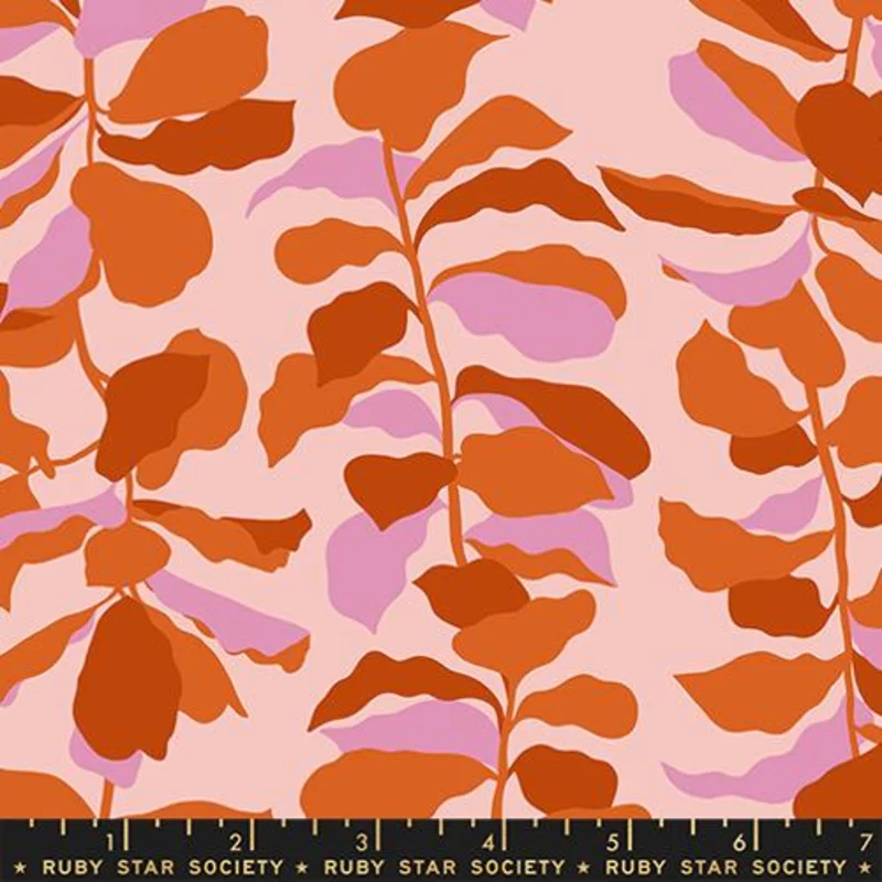 Ruby Star Society CALATHEA: Fiddle Leaf-Calathea Cayenne (1/4 Yard)