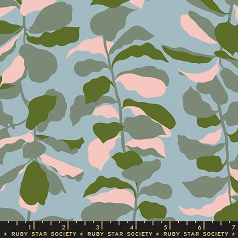 Ruby Star Society CALATHEA: Fiddle Leaf-Calathea Soft Blue (1/4 Yard)