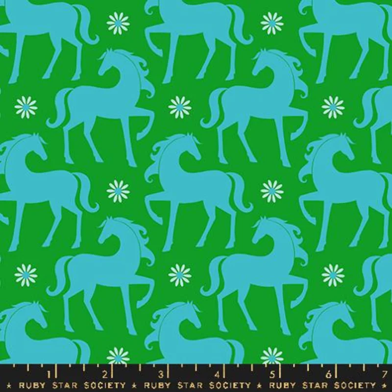 Ruby Star Society CAROUSEL: Fancy Horse-Verdant (1/4 Yard)