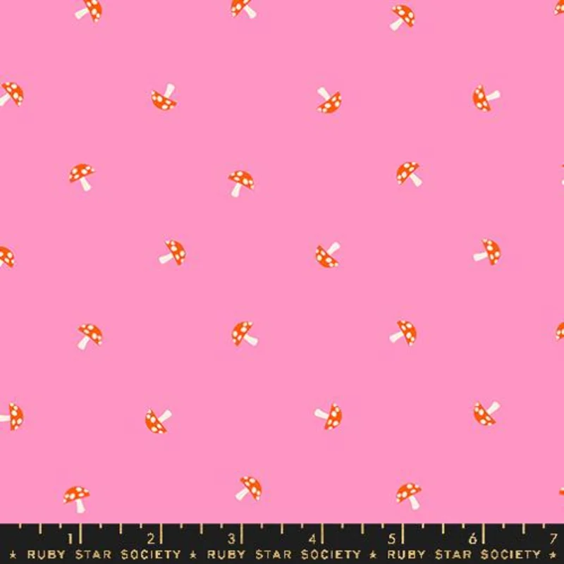 Ruby Star Society CAROUSEL: Tiny Mushrooms-Flamingo (1/4 Yard)