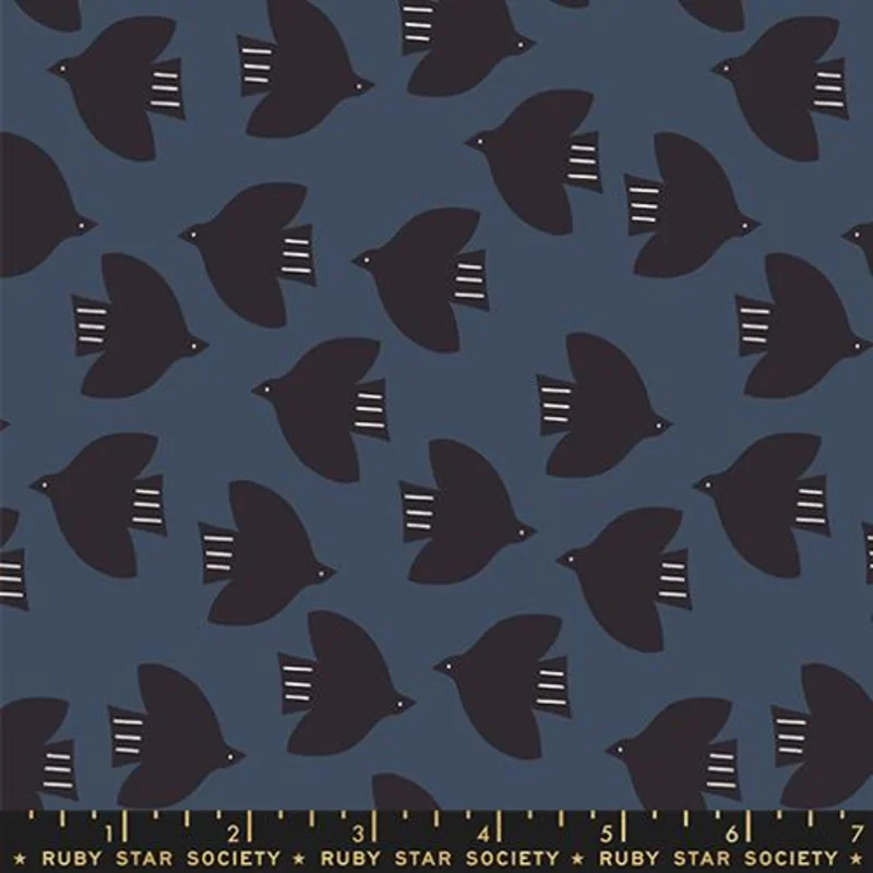 Ruby Star Society CATNAP: Birds-Smoke (1/4 Yard)