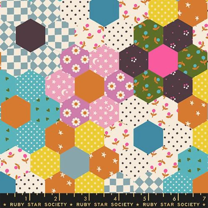 Ruby Star Society CATNAP: Flower Garden-Turquoise (1/4 Yard)