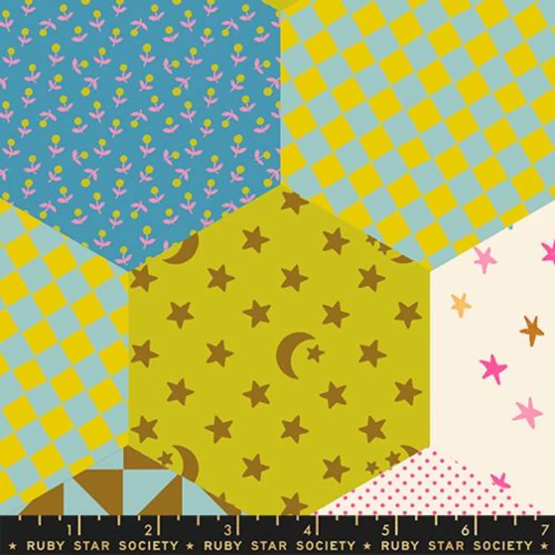 Ruby Star Society CATNAP: Hexagon 108"-Posy (1/4 Yard)