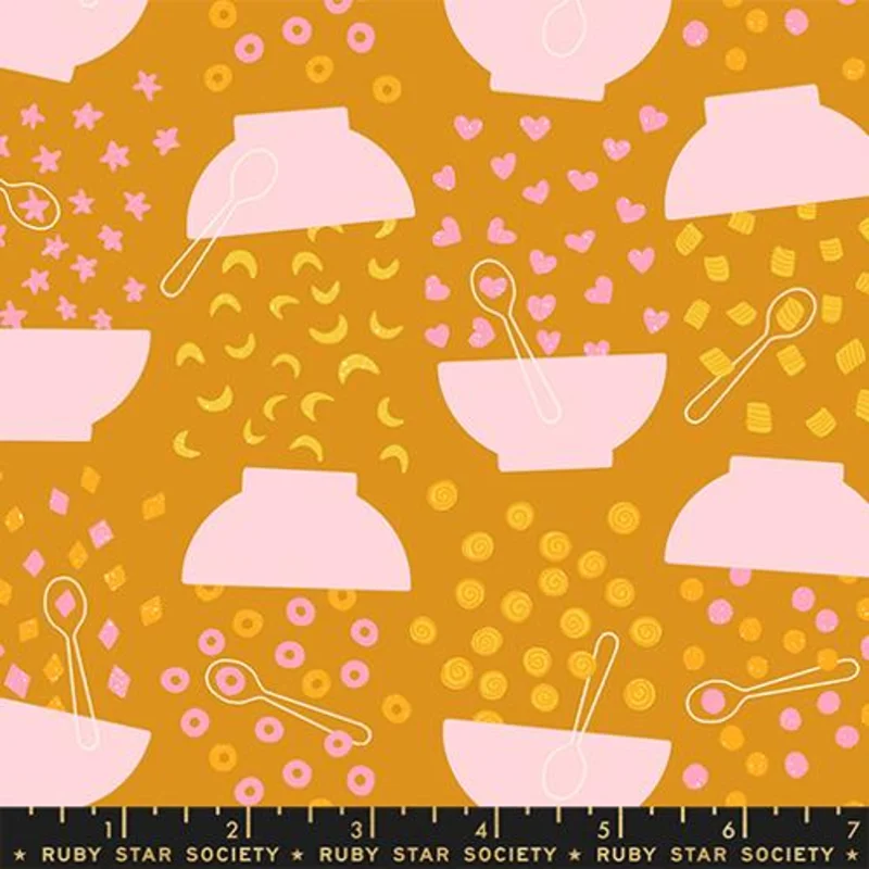 Ruby Star Society EGG AND FRIENDS: Flying Cereal-Honey (1/4 Yard)
