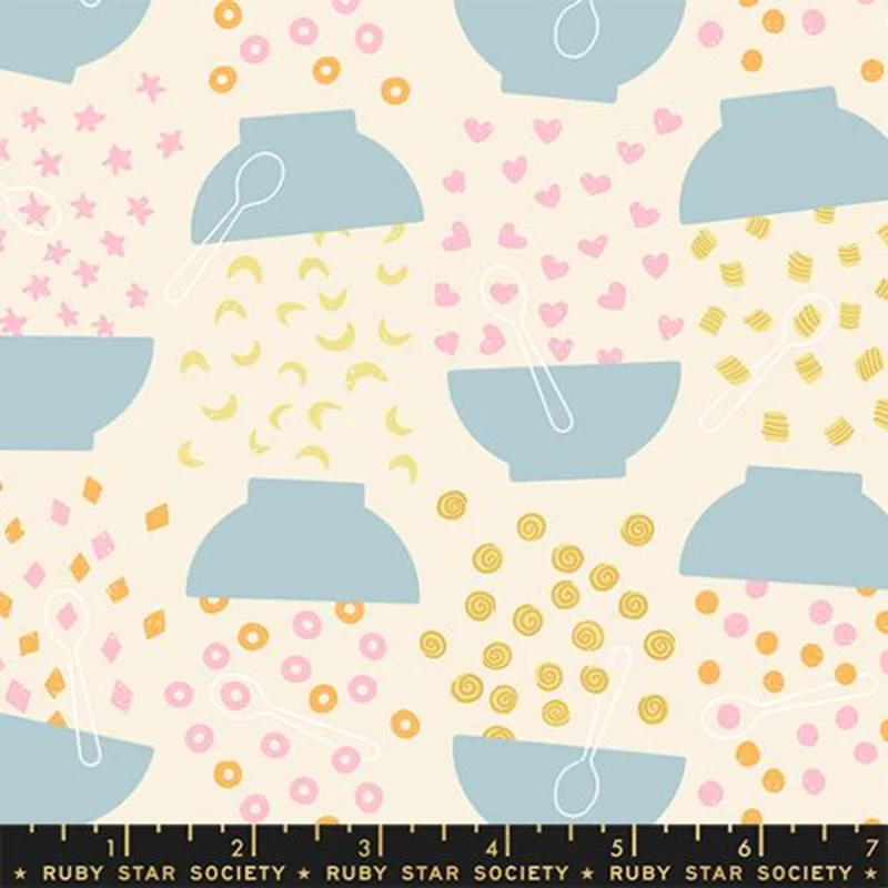 Ruby Star Society EGG AND FRIENDS: Flying Cereal-Natural (1/4 Yard)