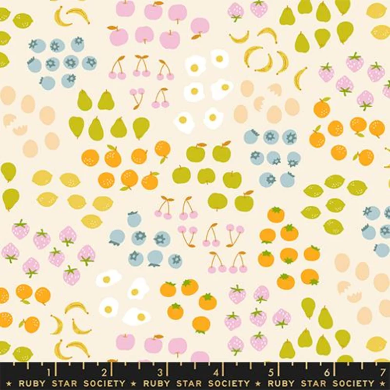 Ruby Star Society EGG AND FRIENDS: Froot-Natural (1/4 Yard)