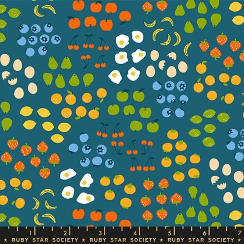 Ruby Star Society EGG AND FRIENDS: Froot-Teal (1/4 Yard)