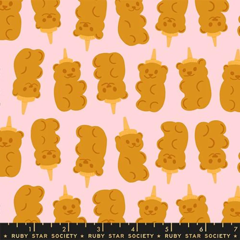 Ruby Star Society EGG AND FRIENDS: Honey Bears-Candy Pink (1/4 Yard)