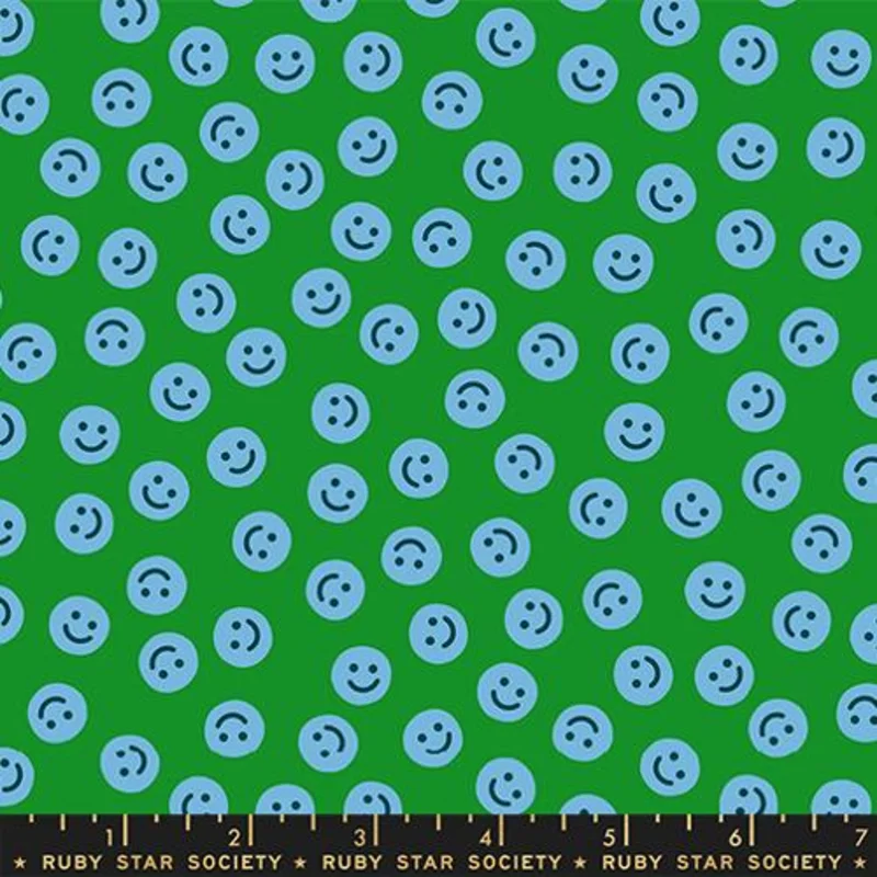 Ruby Star Society EGG AND FRIENDS: Smiley-Dark Verdant (1/4 Yard)