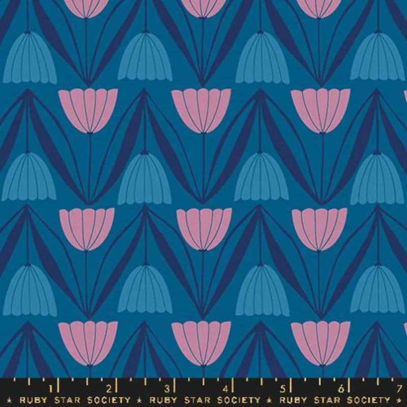 Ruby Star Society ENDPAPER: Tulips-Blue Raspberry (1/4 Yard)