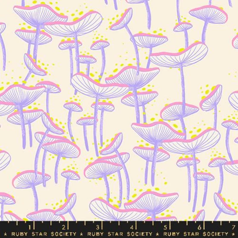 Ruby Star Society GLOW GARDEN: Fungi-Natural (1/4 Yard)