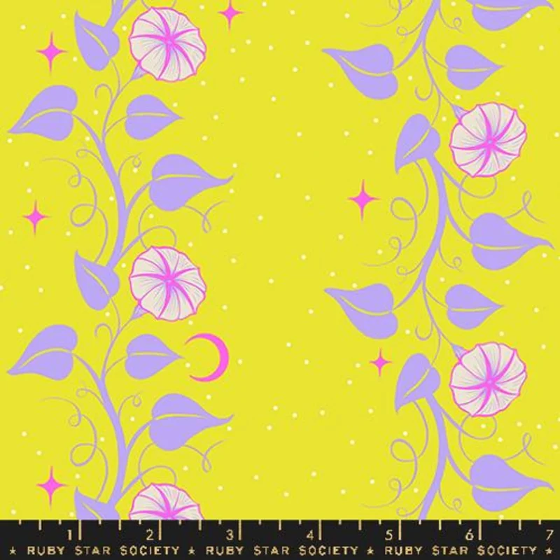 Ruby Star Society GLOW GARDEN: Moon Vines-Citron (1/4 Yard)