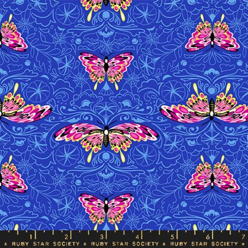Ruby Star Society GLOW GARDEN: Morning Moth-Blacklight (1/4 Yard)
