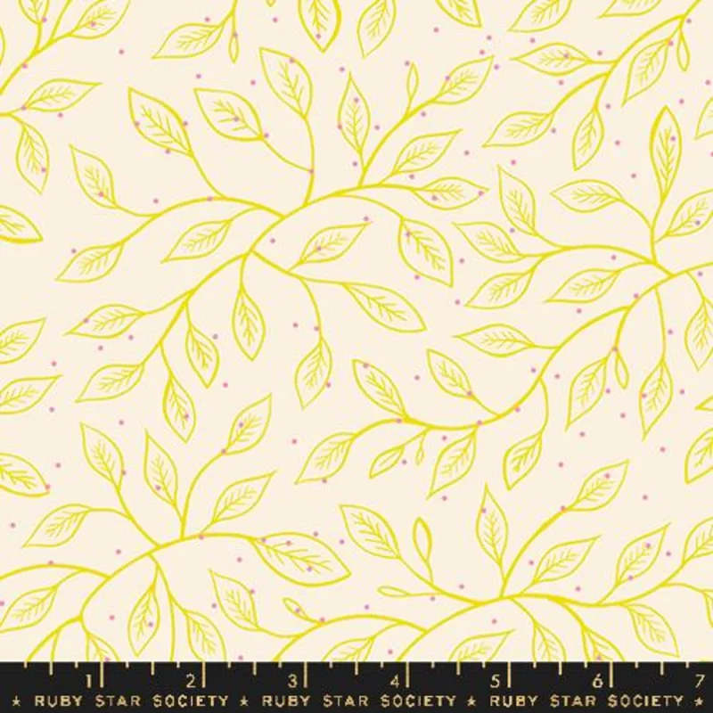 Ruby Star Society GLOW GARDEN: Wandering Vine-Natural (1/4 Yard)