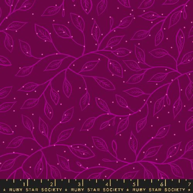 Ruby Star Society GLOW GARDEN: Wandering Vine-Purple Velvet (1/4 Yard)