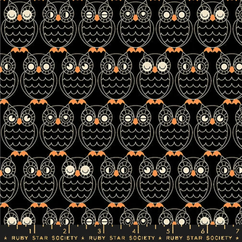Ruby Star Society GOOD SPIRITS: Hoos There-Black (1/4 Yard)