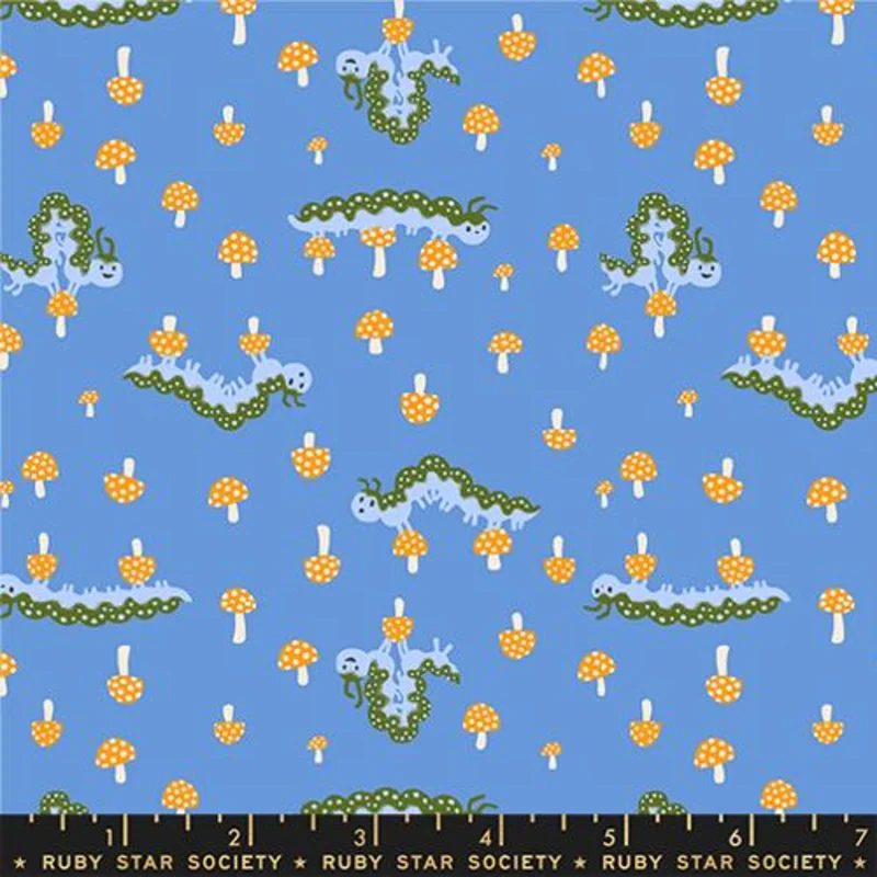 Ruby Star Society HELLO ALICE: Caterpillar-Lindley Blue (1/4 Yard)