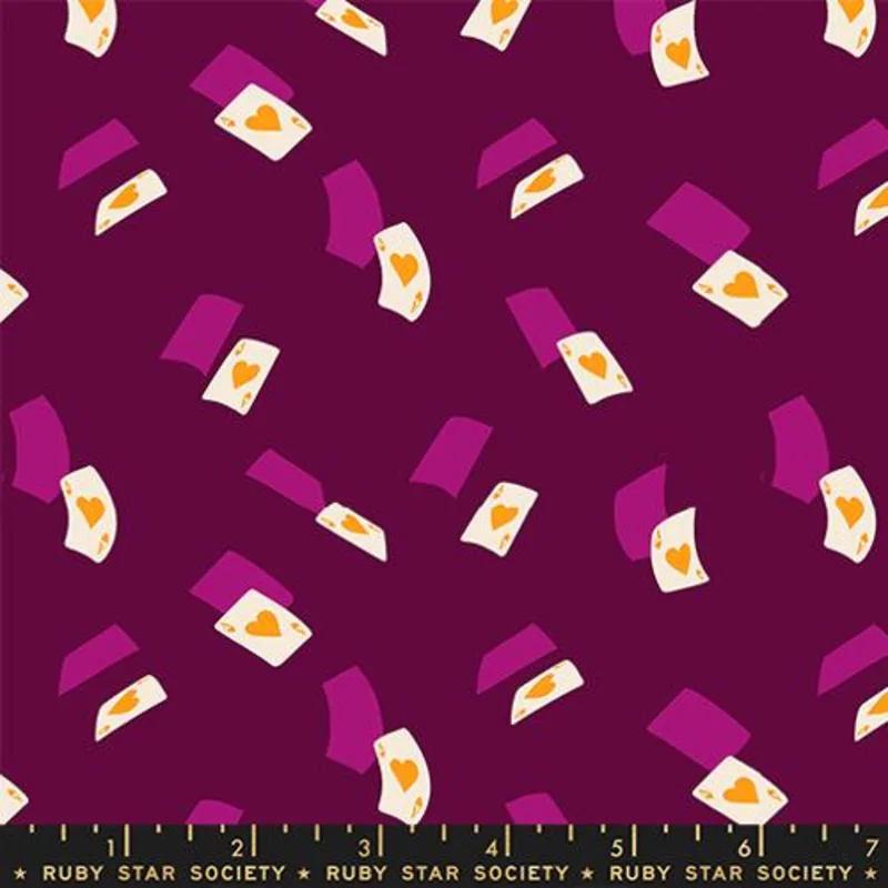Ruby Star Society HELLO ALICE: Falling Aces-Purple Velvet (1/4 Yard)