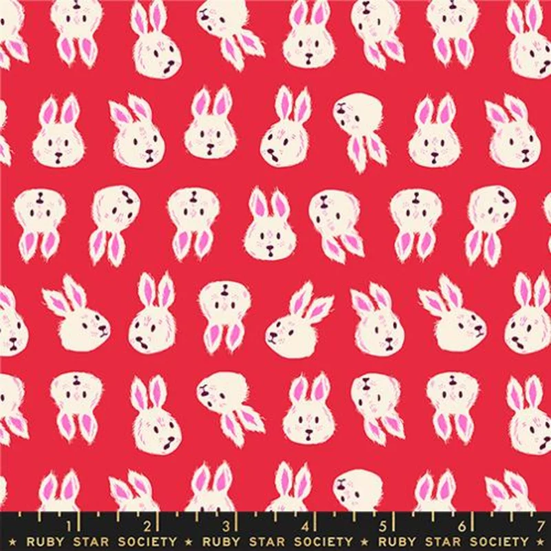 Ruby Star Society HELLO ALICE: Rushing Rabbit-Ruby (1/4 Yard)
